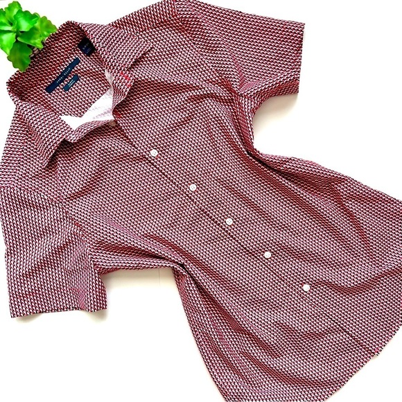 Perry Ellis Other - Perry Ellis  Total Stretch Slim Ft Short Sleeve Button Down Geometric Print Sz S